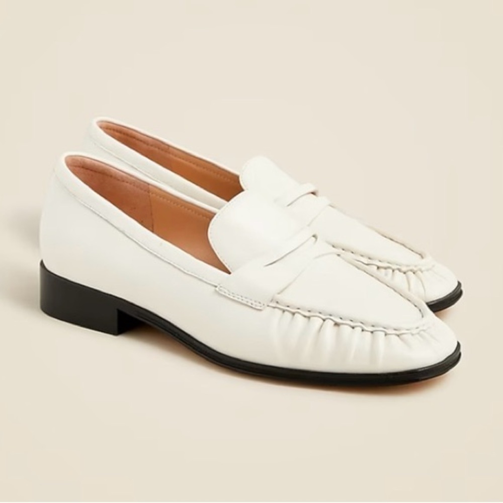 J. Crew White Leather Loafers - worn twice!